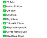 Plastik Market Alışveriş El Sepeti 22 Litre Siyah 20 Adet