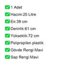 PK25 Plastik Çocuk Market Alışveriş Arabası 25 Litre Mavi