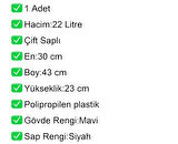 Plastik Market Alışveriş El Sepeti 22 Litre Mavi 1 Adet