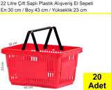 Plastik Market Alışveriş El Sepeti 22 Litre Kırmızı 20 Adet