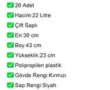 Plastik Market Alışveriş El Sepeti 22 Litre Kırmızı 20 Adet