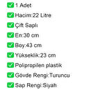 Plastik Market Alışveriş El Sepeti 22 Litre Turuncu 1 Adet