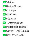 Plastik Market Alışveriş El Sepeti 22 Litre Turuncu 20 Adet