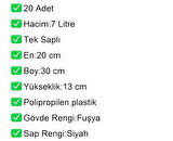 Plastik Kozmetik Alışveriş El Sepeti 7 Litre Fuşya 20 Adet