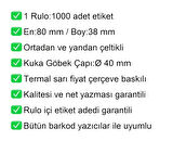 80x38 mm Karton Termal Raf Reyon Etiketi Sarı Çerçeveli 1 Rulo: 1000 Adet Etiket