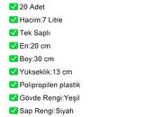 Plastik Kozmetik Alışveriş El Sepeti 7 Litre Yeşil 20 Adet