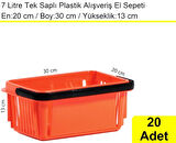 Plastik Kozmetik Alışveriş El Sepeti 7 Litre Turuncu 20 Adet