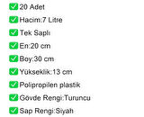 Plastik Kozmetik Alışveriş El Sepeti 7 Litre Turuncu 20 Adet