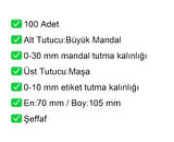 Etiket Tutucu / Maşalı / Büyük Mandal / Şeffaf / 70x105 mm / 100 Adet