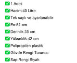 Tekerlekli Plastik Market Alışveriş El Sepeti 40 Litre Turuncu 1 Adet