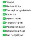 Tekerlekli Plastik Market Alışveriş El Sepeti 40 Litre Yeşil 10 Adet