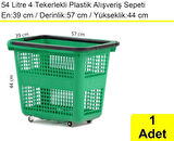 Tekerlekli Plastik Market Alışveriş El Sepeti 54 Litre Yeşil 1 Adet