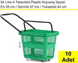 Tekerlekli Plastik Market Alışveriş El Sepeti 54 Litre Mavi 10 Adet