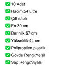 Tekerlekli Plastik Market Alışveriş El Sepeti 54 Litre Mavi 10 Adet