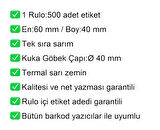 40x60 Termal Eczane Etiketi Sarı Zemin 1 Rulo: 500 Adet Etiket