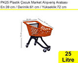 PK25 Plastik Çocuk Market Alışveriş Arabası 25 Litre Kırmızı