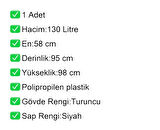 PK130 Plastik Market Alışveriş Arabası 130 Litre Turuncu