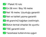 56x16 Metre Termal Kredi Kartı ve Yazarkasa Pos Rulosu 10 Adet