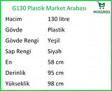 G130 Plastik Market Alışveriş Arabası 130 Litre Yeşil
