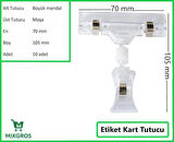 Etiket Tutucu / Maşalı / Büyük Mandal / Şeffaf / 70x105 mm / 10 Adet