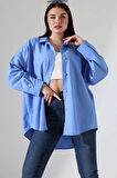 Oversize Poplin Kumaş Çift Cepli Kadın Tunik Gömlek