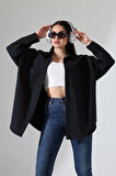Oversize Poplin Kumaş Çift Cepli Kadın Tunik Gömlek