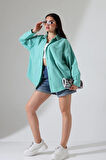 Oversize Poplin Kumaş Çift Cepli Kadın Tunik Gömlek