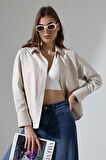 Oversize Kalıp Poplin Kumaş Basic Kadın Gömlek