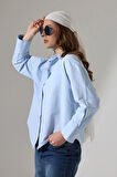 Oversize Kalıp Poplin Kumaş Basic Kadın Gömlek