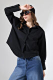 Oversize Kalıp Poplin Kumaş Basic Kadın Gömlek