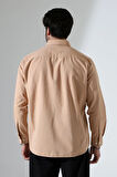Oversize Kesim Uzun Kol Pamuk Keten Erkek Gömlek
