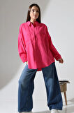 Poplin Kumaş Çift Cepli Oversize Kadın Tunik Gömlek