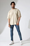 Oversize Bisiklet Yaka Cep Detaylı Salaş T-Shirt