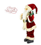 Yılbaşı Süsü Noel Baba Biblo Figür Büyük Boy 45cm - Peluş Ayılı Hediye Çuvalı ve Aksesuarları ile