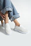 Beyaz Triko Günlük Kadın Sneaker