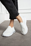 Beyaz Triko Günlük Kadın Sneaker
