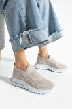 Bej Triko Günlük Kadın Sneaker
