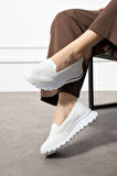 Babet Beyaz Triko Günlük Kadın Sneaker