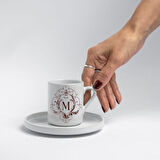 Kişiye Özel Harfli & İsimli 2’li Türk Kahvesi Fincan Takımı – Vintage Çerçeve