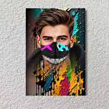 Kişiye Özel Maske Giydirilmiş Suluboya Tasarım Poster