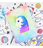 Renkli Unicorn Squishyli Peluş Defter ve Kedi Çidarlı Bardak Hediye Seti