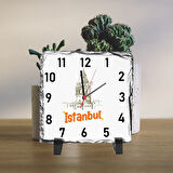 İstanbul Temalı Masa Üstü Taş Saat 20 x 20 cm