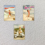 Avrupa Güzelleri Tasarımlı Retro 20 x 28 cm Mdf Duvar Dekorasyon Posteri