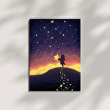 Gökyüzünden Kayan Yıldız Temalı MDF Tablo 20x28 cm