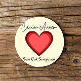 Canım Annem Fotoğraflı Kupa Bardak ve MDF Bardak Altlığı Seti – Anneler Günü Hediyesi