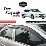 Honda Civic İES EK 1996-2000 Uyumlu Mugen Cam Rüzgarlığı Seti Piano Black 4'lü İthal