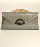 Monalisa Home Şık Abiye Gri Simli Çanta