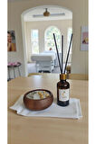 Portakal Mum&Koku Set-Ahşap Lavanta Üzerlik Pamuk Fitil Bambu Oda Kokusu (50 ml)