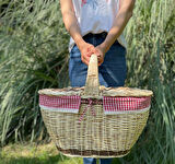 Kapaklı İçi Fisto Örtülü Hasır Xxl Büyük Boy Piknik Sepeti