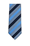 Mavi Lacivert Çizgili 7 Cm Genişliğinde İnce Kravat